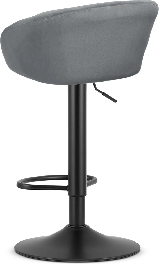 Sada 2 barových stoličiek EAST sivý zamat / čierna podnož