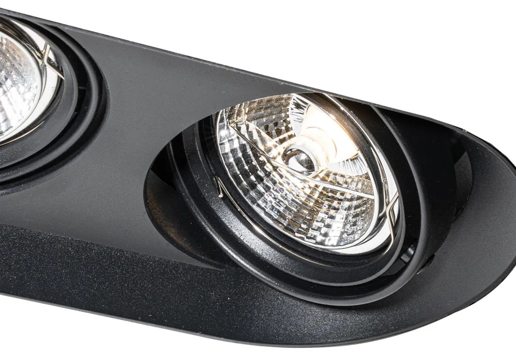 Sada 6 zaoblených zapustených bodových svetiel čierna GU10 70 mm 2-svetlá - Hubs
