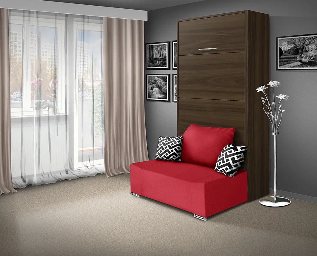 Nabytekmorava Sklápacia posteľ s pohovkou VS 21058P 200x90 farba pohovky: Červená, Typ farebného prevedenia: Agát / dvere biele LESK