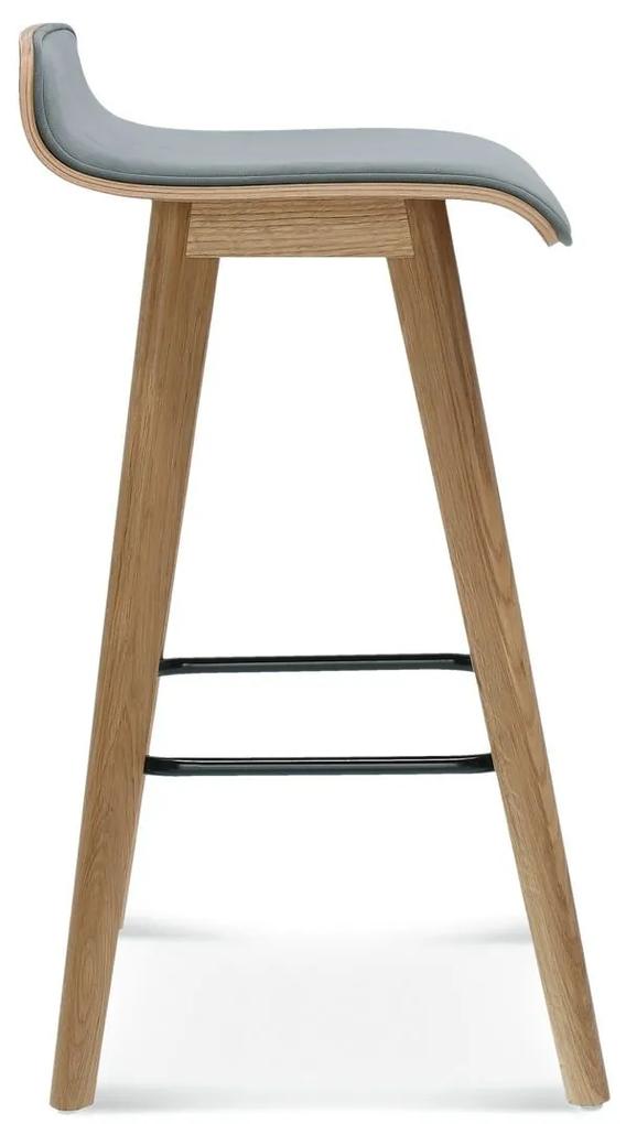 FAMEG Cleo - BST-1605 - barová stolička Farba dreva: dub štandard, Čalúnenie: koža L2