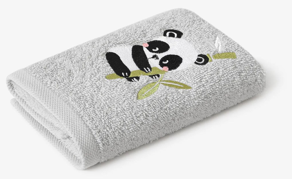 Goldea detský froté uterák - panda na svetlo sivej 30 x 50 cm