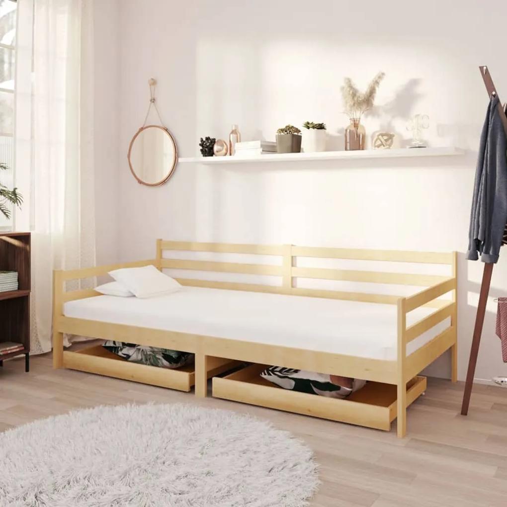 Denná posteľ so zásuvkami 90x200 cm borovicové drevo