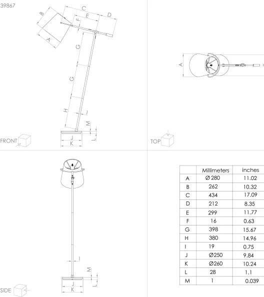 Eglo 39867 - Stojacia lampa GRANADILLOS 1xE27/40W/230V