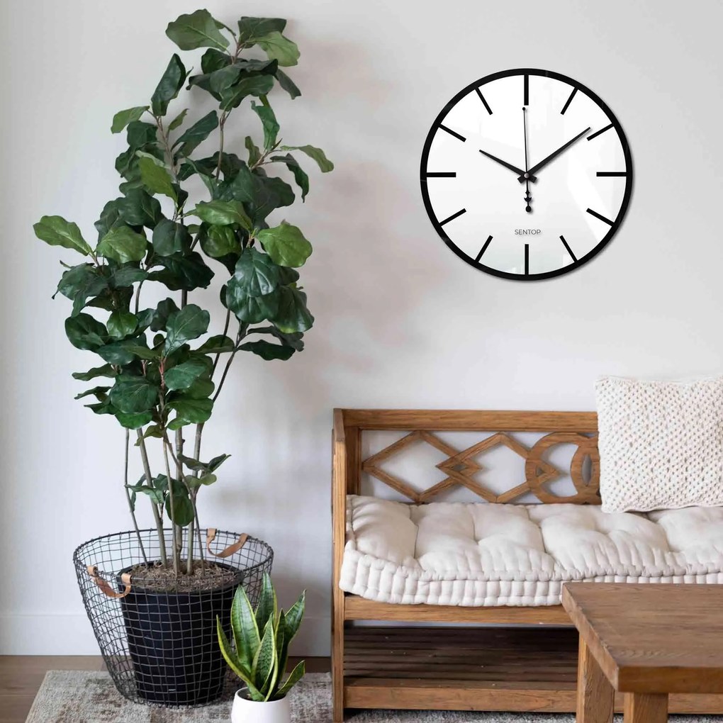 Hodiny na stenu z plexiskla dvojvrstvové | HEDVIG: Strieborné ručičky Biela Biela 30 cm 4219-69955 X0105