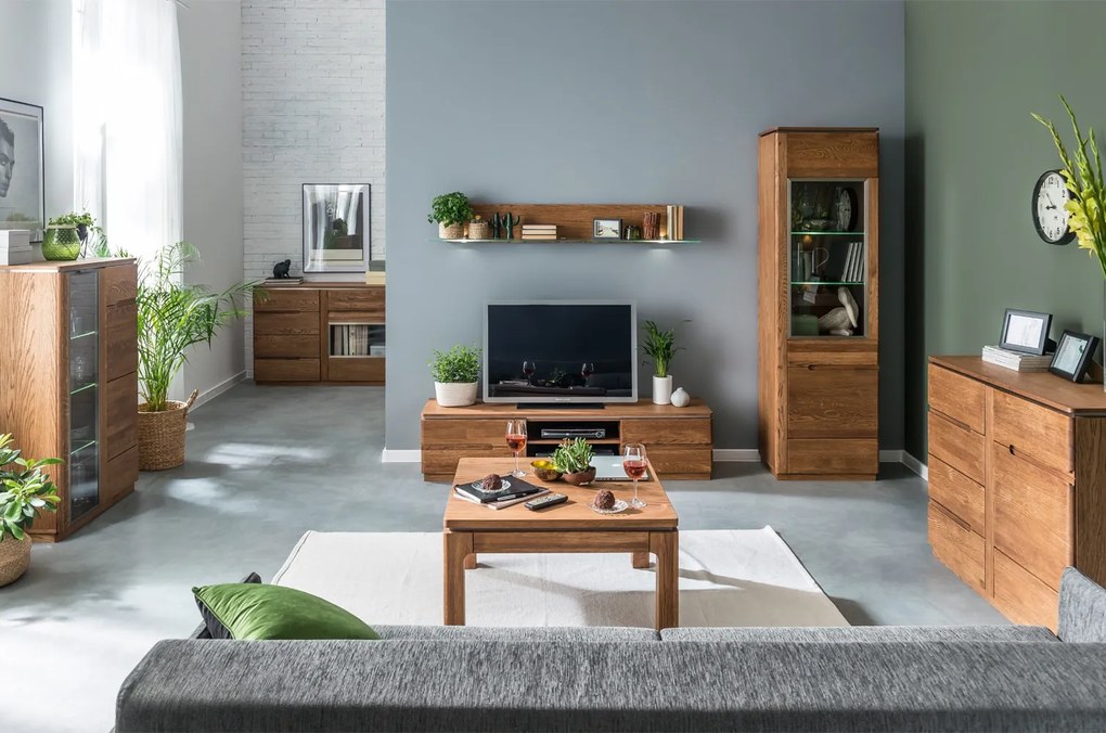 Vitrína Montenegro 10 58 cm z masivu levá dub Rustikal