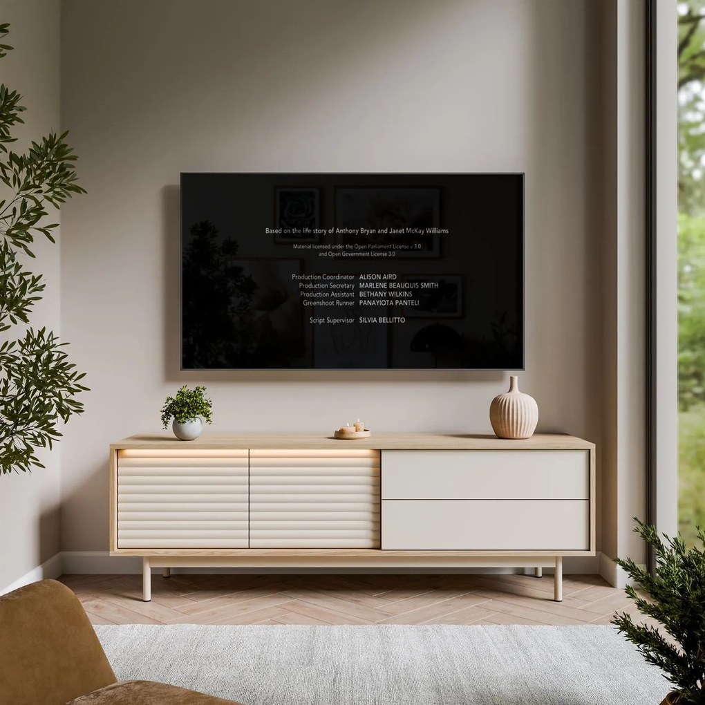 TV stolík QUENTIN dub + kašmír 160 cm