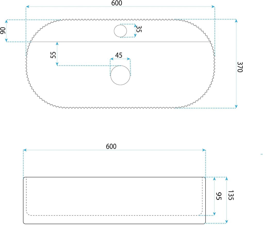 Rea Marcela Ruststone, umývadlo na dosku 600×370×135 mm, imitácia kameňa, REA-U3518