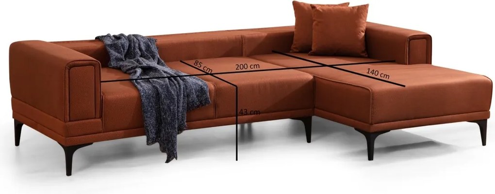 Rohová sedacia súprava Horizon 250 cm tehlová pravá
