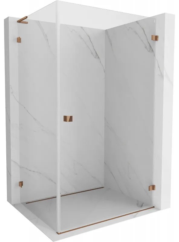 Mexen Lunar-B L pravý výklopný sprchový kút 85 x 80 cm, číre sklo, ružové zlato, 832L-085-080-60-00-P
