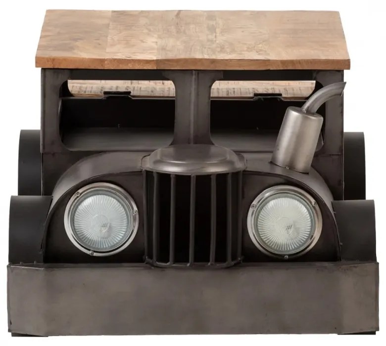 furniture-nabytek.cz - Masívny konferenčný stolík Car II z mangového dreva a kovu, lakovaný, šedý – 102×65×48 cm