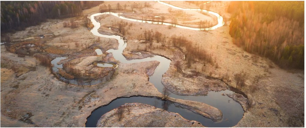 Obraz - Úsvit nad meandrami (120x50 cm)