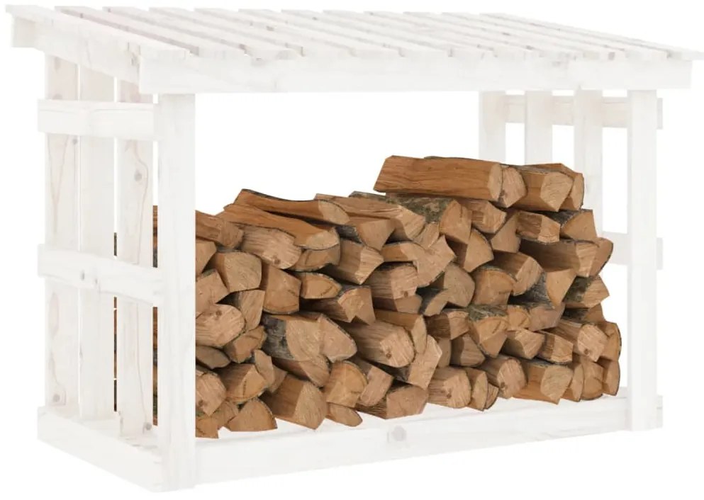 Stojan na palivové drevo biely 108x64,5x77 cm masívna borovica