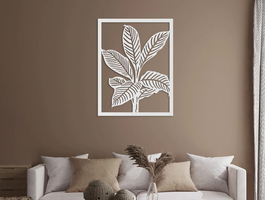 drevko Vyrezávaný obraz Rozprestreté listy Rozmer obrazu: 42 x 32,5 cm, Farba dekorácie: Čierna