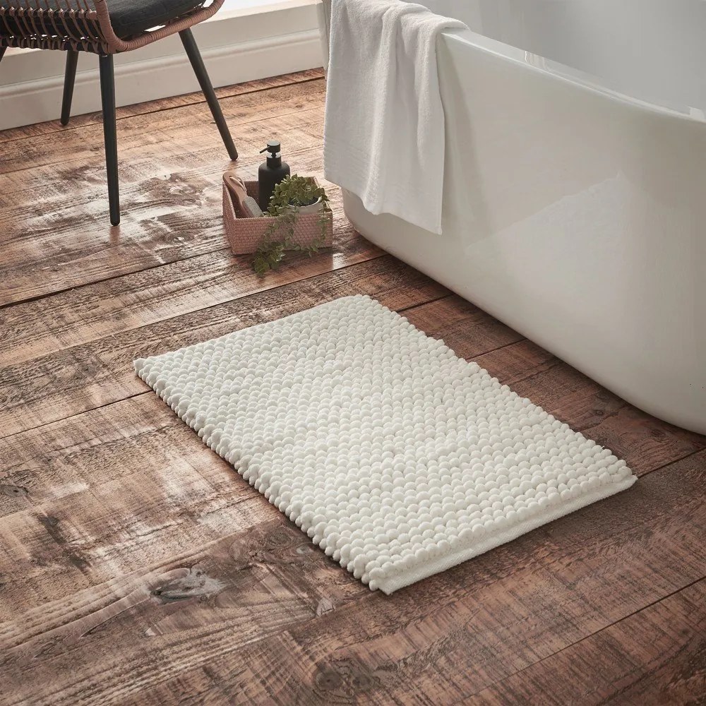 Biela kúpeľňová predložka 50x80 cm Aspen Bobble – Bianca