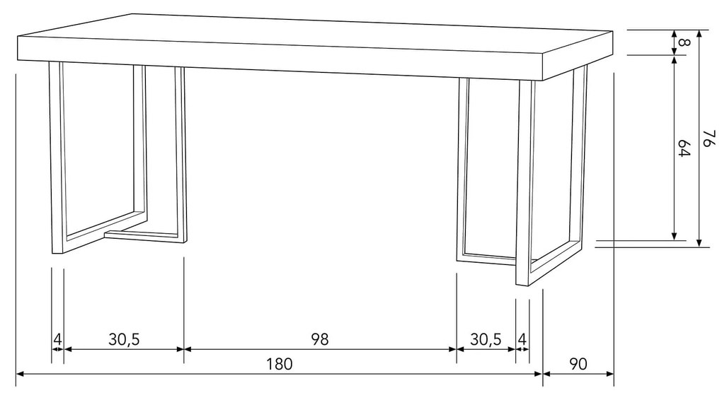 Jedálenský stôl manero 180 x 90 cm tmavo hnedý MUZZA