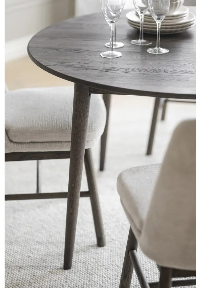 Tmavohnedý okrúhly rozkladací jedálenský stôl z dubového dreva ø 120 cm Tyler – Rowico