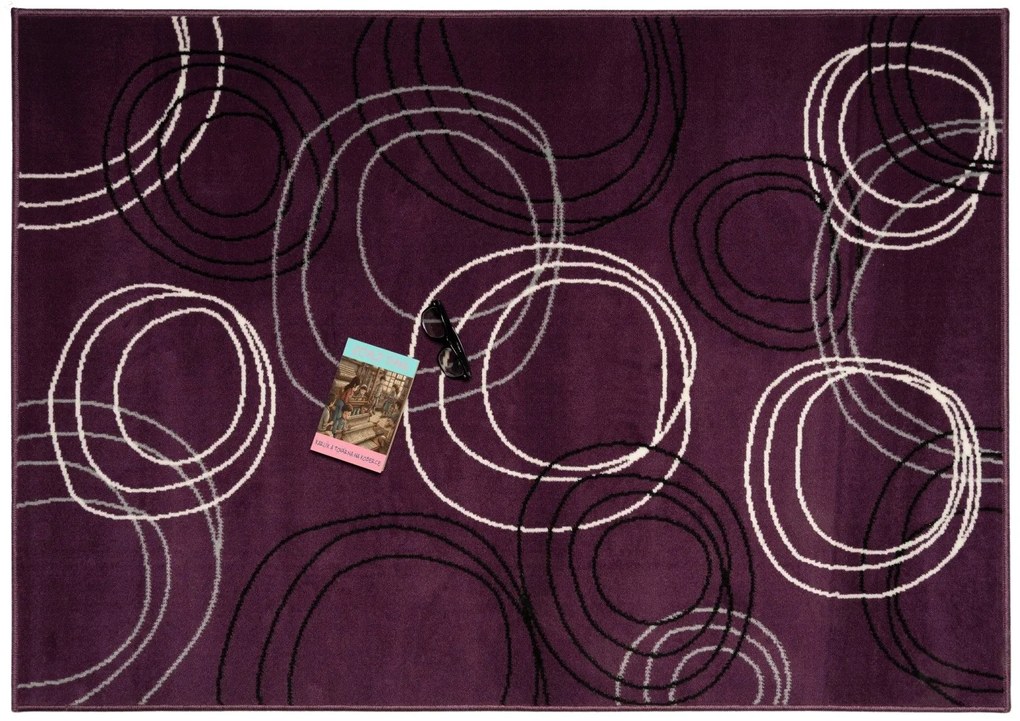 Alfa Carpets Kusový koberec Kruhy lila - 120x170 cm