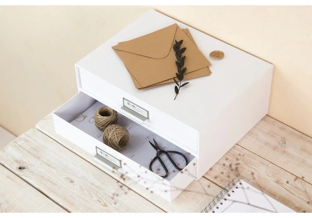 Biela 2-poschodová zásuvka na dokumenty Bigso Box of Sweden Birger, 33 × 22,5 cm