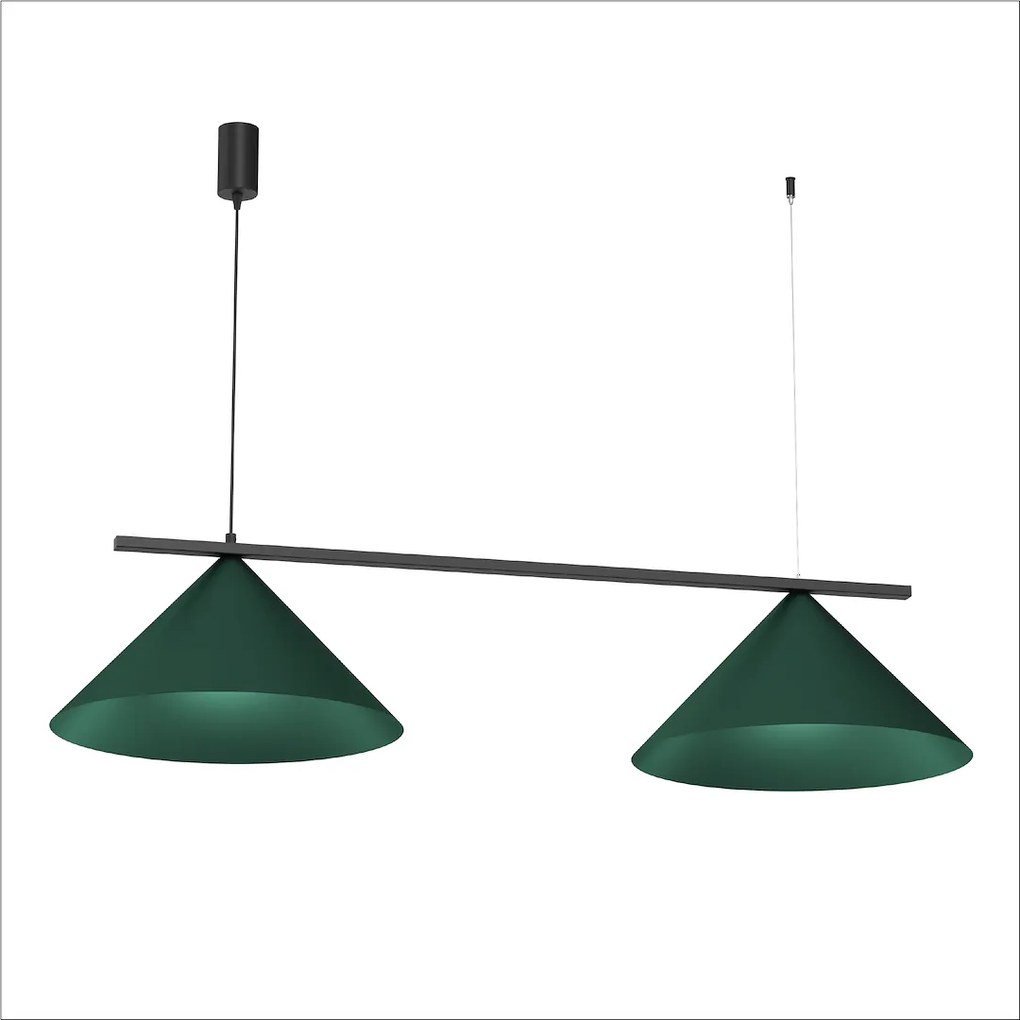 Závesné svietidlo Capital, 2x zelené kovové tienidlo, (fi 46cm), gr