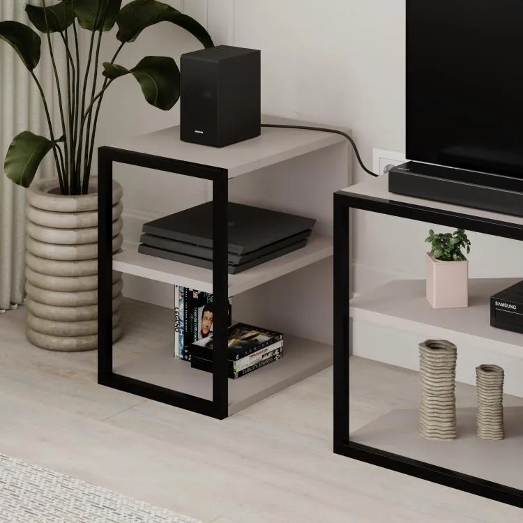 Súprava TV stolíka + 2 ks bočných stolíkov Houseland Echo mocha/čierna