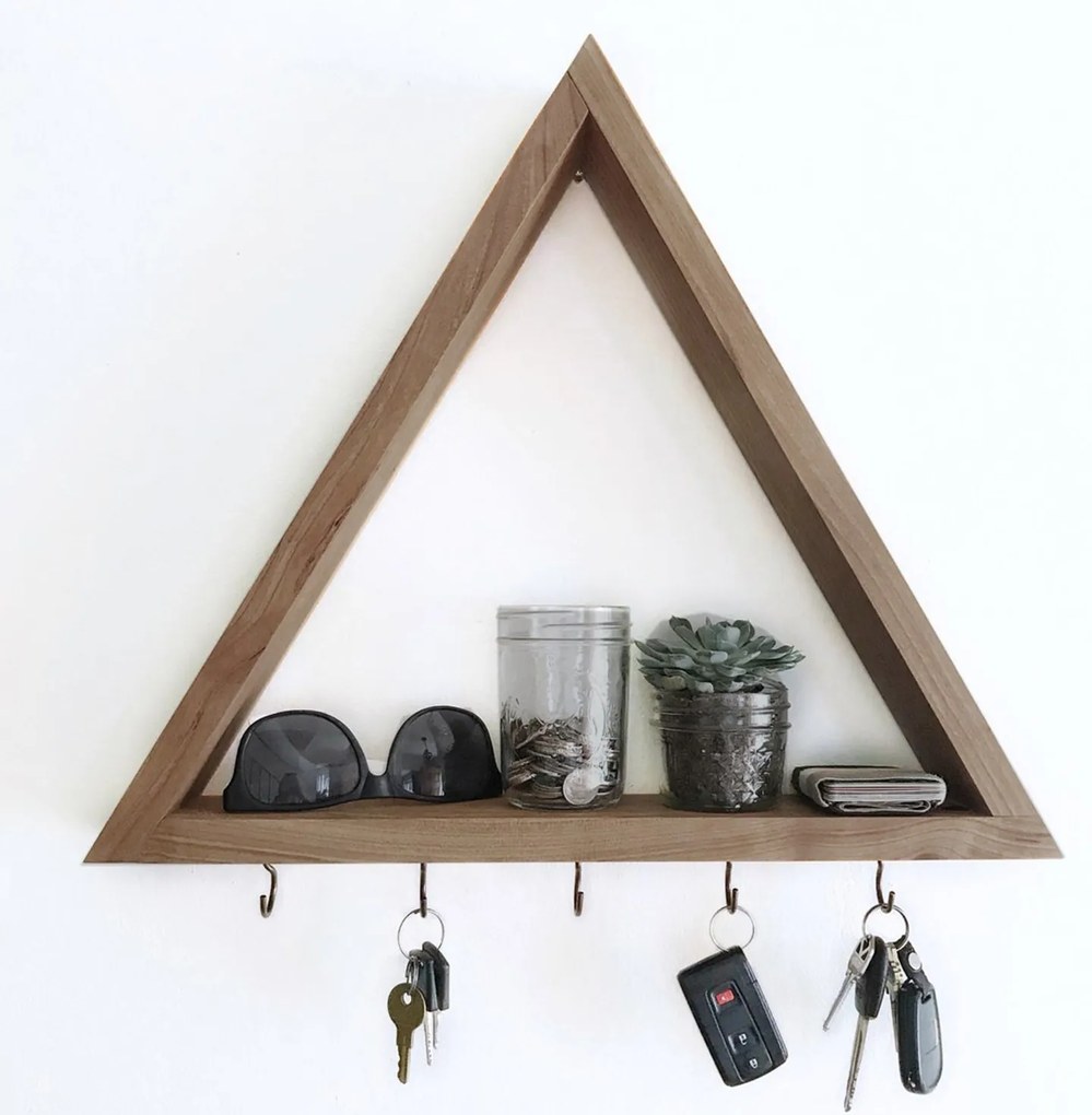 Nástenná polica na kľúče Huraj z masívu orech
