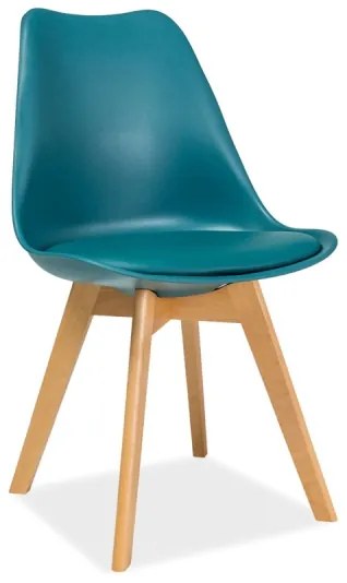 Modrá stolička s bukovými nohami KRIS