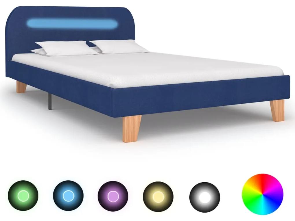 Rám postele s LED svetlom modrý látkový 120x200 cm 280902