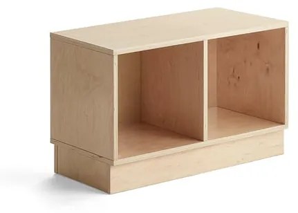 Drevená úložná skriňa RICO, so soklom, 2 priehradky, Š 800 mm, breza