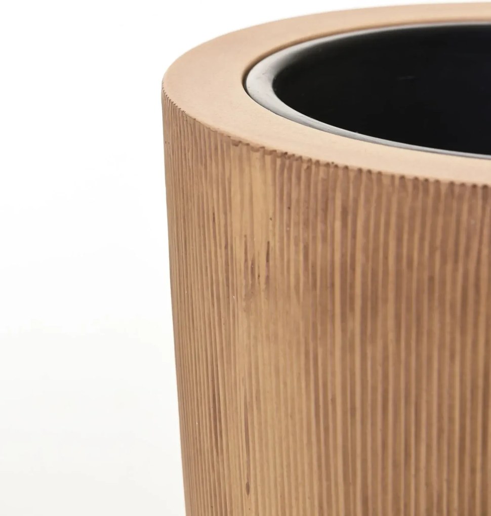 Kvetináč CITY, sklolaminát, výška 80 cm, béžový, vrúbkovaný