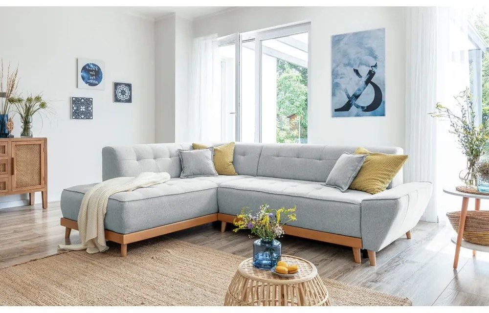 Svetlosivá rozkladacia rohová pohovka Miuform Dazzling Daisy L, ľavý roh