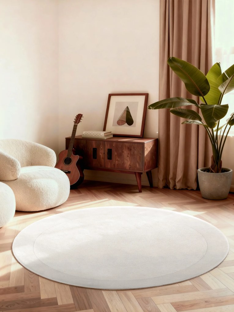 Kusový koberec Villeroy & Boch Kari 106281 Cream kruh, 150x150 (priemer) kruh, biela, obývacia izba, Villeroy & Boch