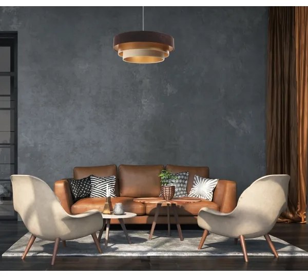 Luster na lanku TRINITI 1xE27/60W/230V hnedá/zlatá/béžová