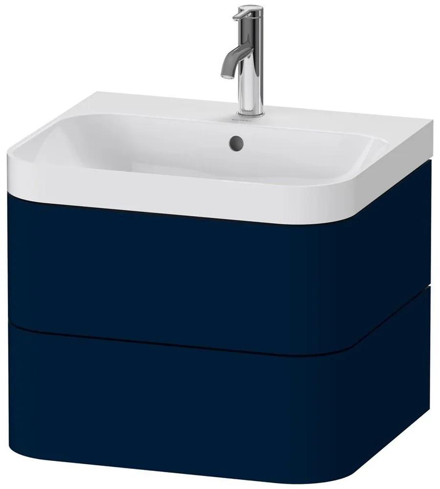 DURAVIT Happy D.2 Plus c-shaped závesná skrinka s nábytkovým umývadlom s otvorom, 2 zásuvky, 575 x 490 x 480 mm, nočná modrá matná lakovaná, HP4345O9898