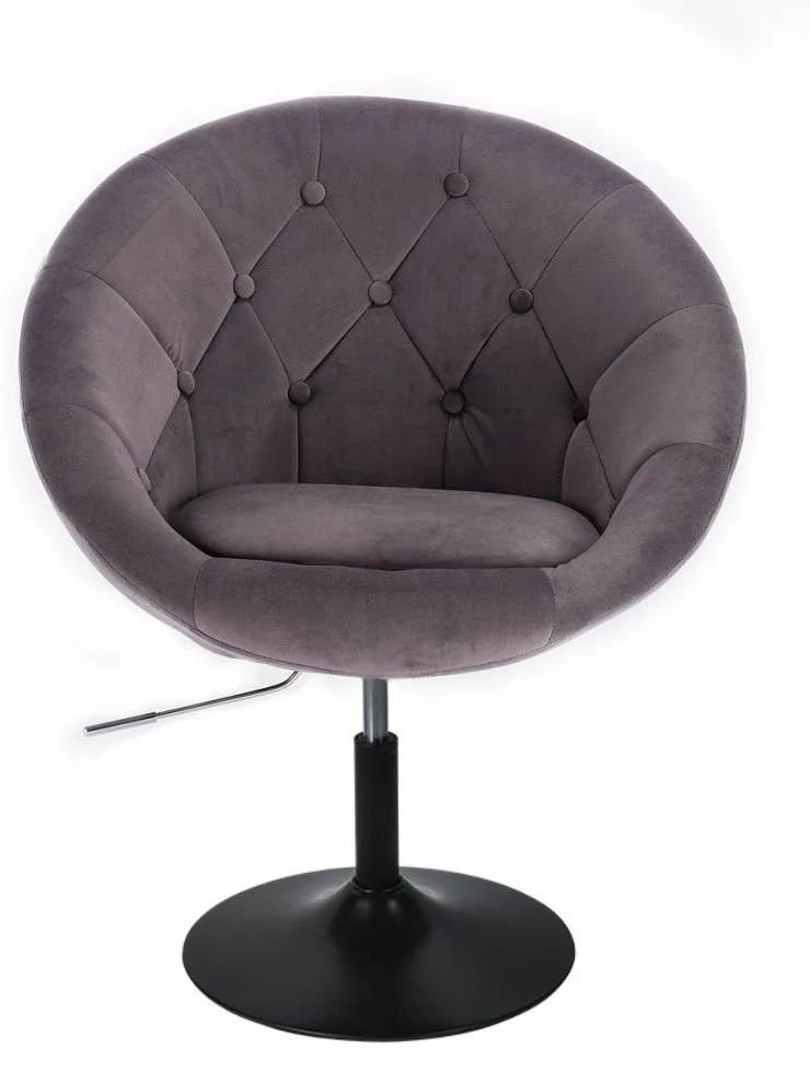 LuxuryForm DESIGN Kreslo VERA VELUR na čiernom tanieri - tmavo šedé