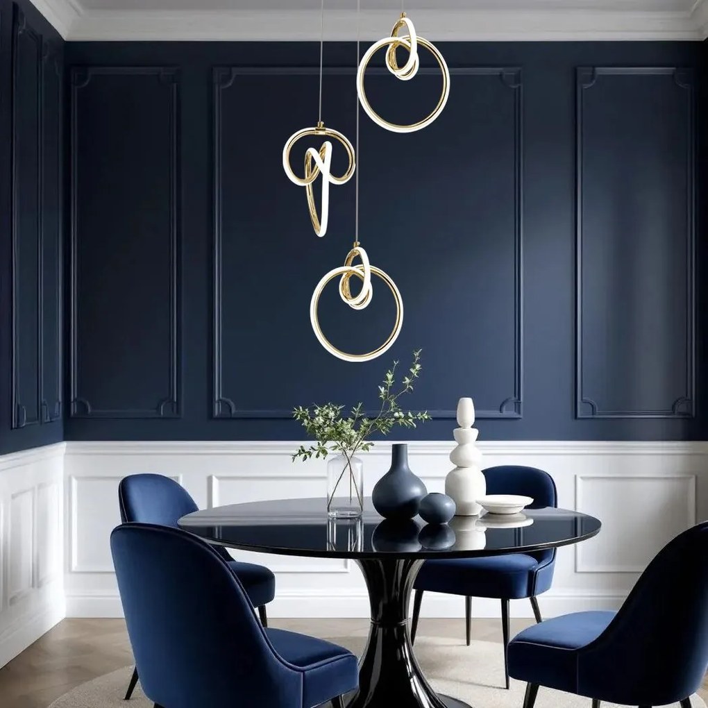 Toolight Toolight, LED závesné svietidlo 3x20W, 4000K, 4200lm, G072-3CPR, zlatá, OSW-08664