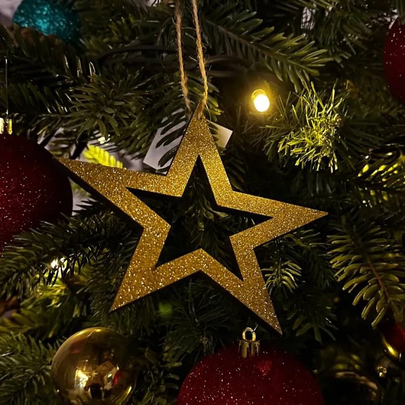 DECOLED Zlatá hvězda, dutá, 15 cm