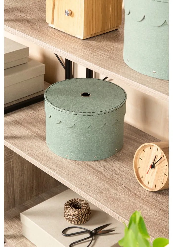 Zelenomodré kartónové úložné boxy v súprave 2 ks s vekom ø 26x17,5 cm Wilma Canvas Paper Laminate – Bigso