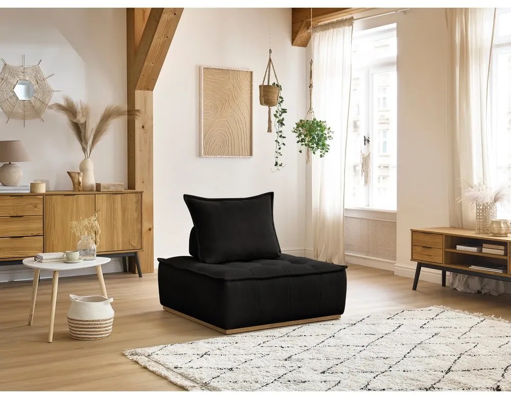 Čierne ženilkové kreslo Elisa – Bobochic Paris