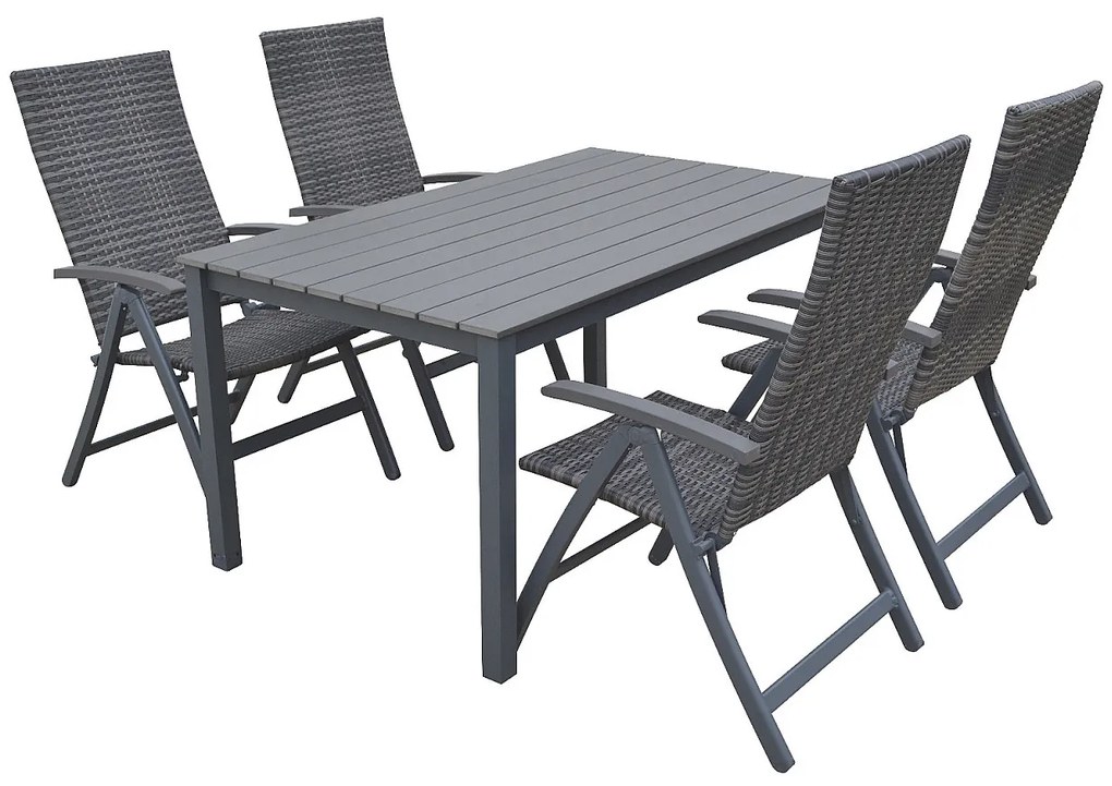 Záhradný ratanový stôl CALVIN 150x90 cm (sivá)