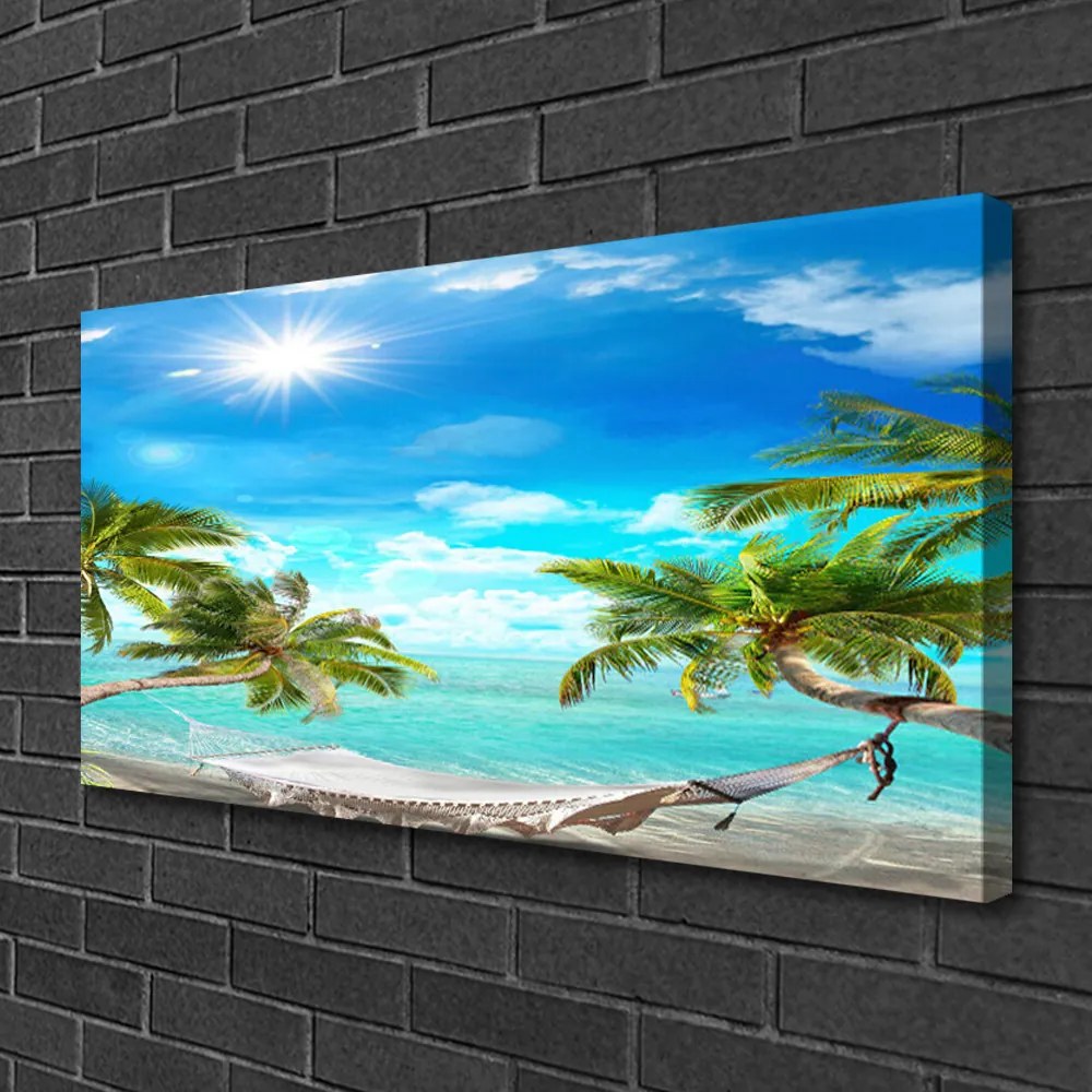 Obraz Canvas Tropické palmy hamaka pláž 140x70 cm
