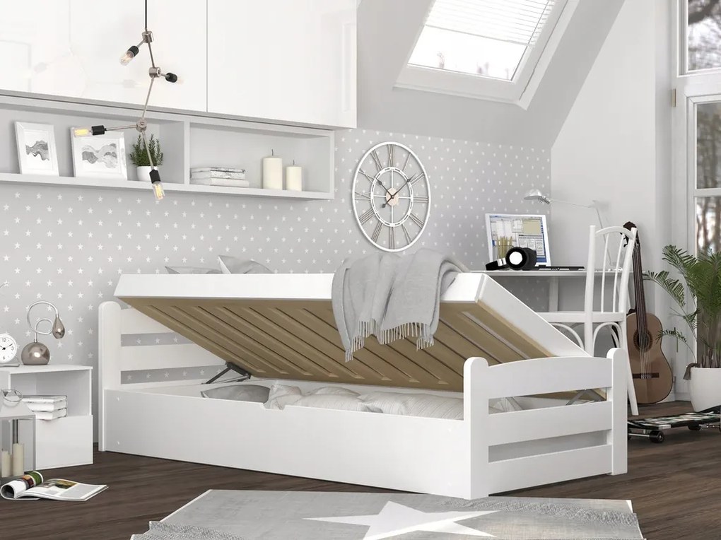 Posteľ s úložným priestorom Dávid 90x200 - biela