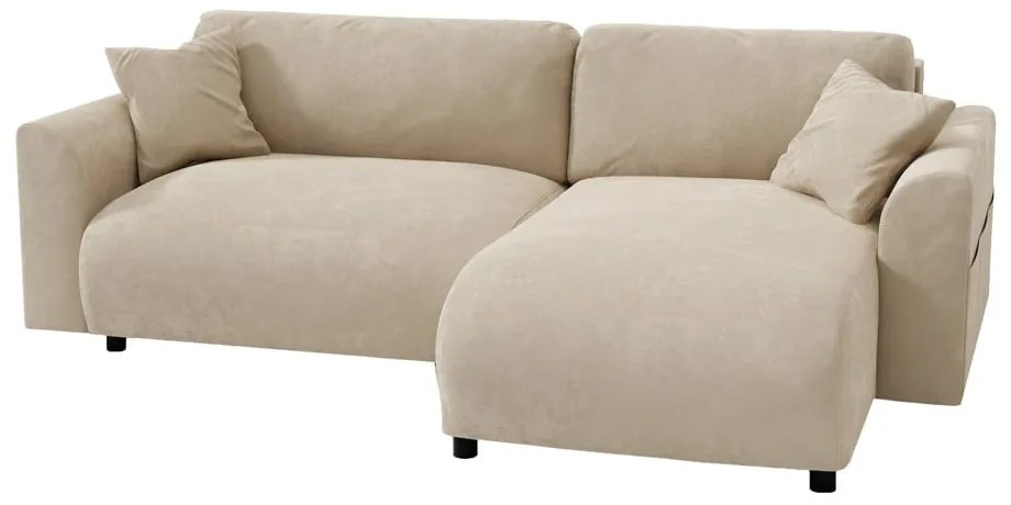 Béžová zamatová rohová pohovka (variabilná) Lorine – Ropez