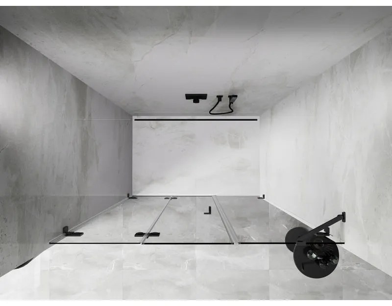 Mexen Lunar-F, skladacie ľavé sprchové dvere 130 cm, 8mm číre sklo, brúsený grafit profil, 836S-130-050-66-00-L