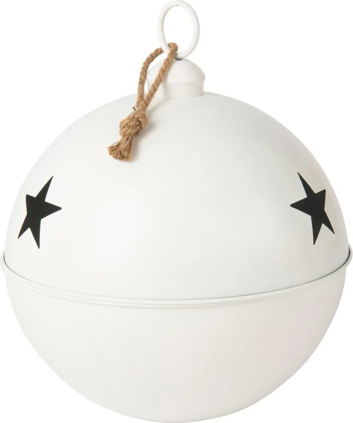 Biela antik závesná kovová ozdoba rolnička Baub L - Ø 51*60 cm