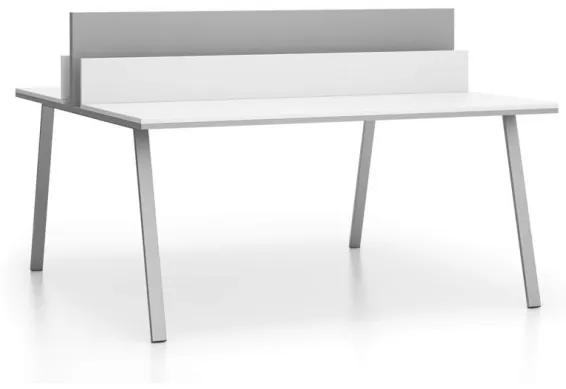 PLAN Kancelársky pracovný stôl DOUBLE LAYERS, s prepážkami, biela / sivá