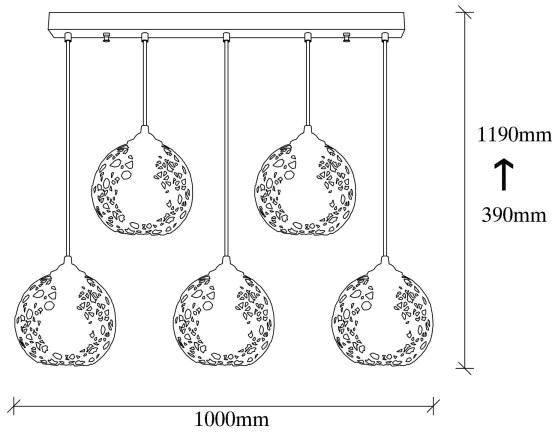 Luster na lanku FELLINI 5xE27/100W/230V