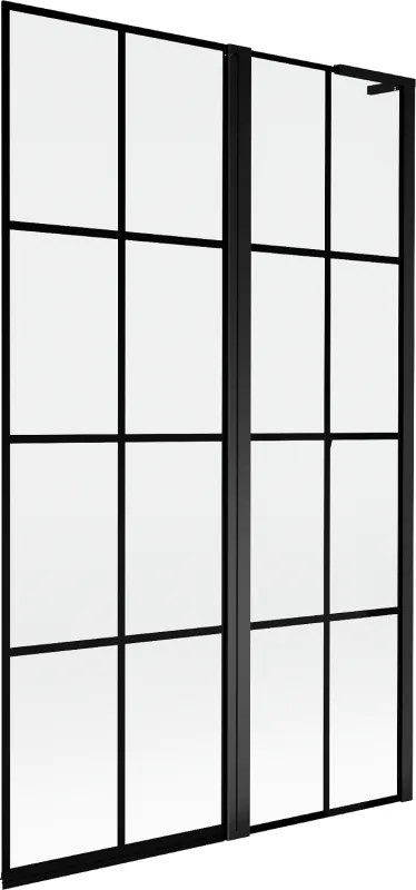 Mexen Mist L, 2-krídlová vaňová zástena, pravá 110 x 150 cm, čierna mriežka, čierna - 8A9L-110-011-70-77-P