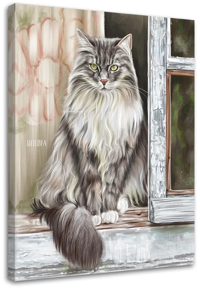 Gario Obraz na plátne Vidiecka mačka na parapete - Svetlana Gracheva Rozmery: 40 x 60 cm