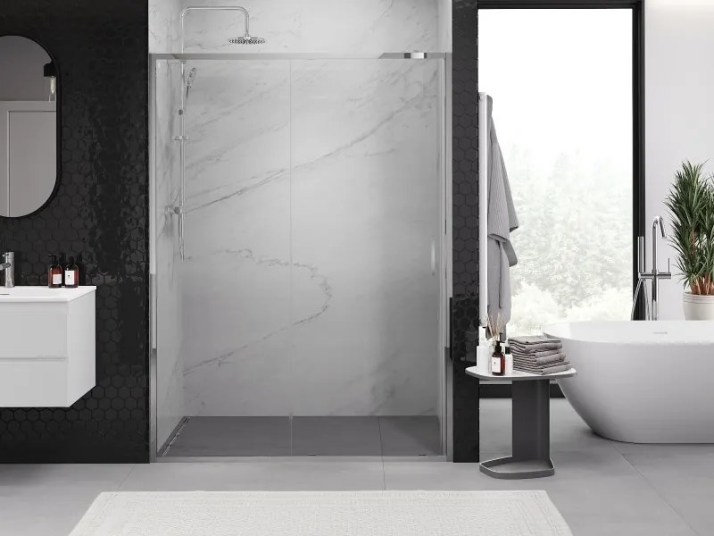 Mexen Exo, posuvné sprchové dvere, 170 cm, transparentné sklo, chróm, 8151-170-000-01-00