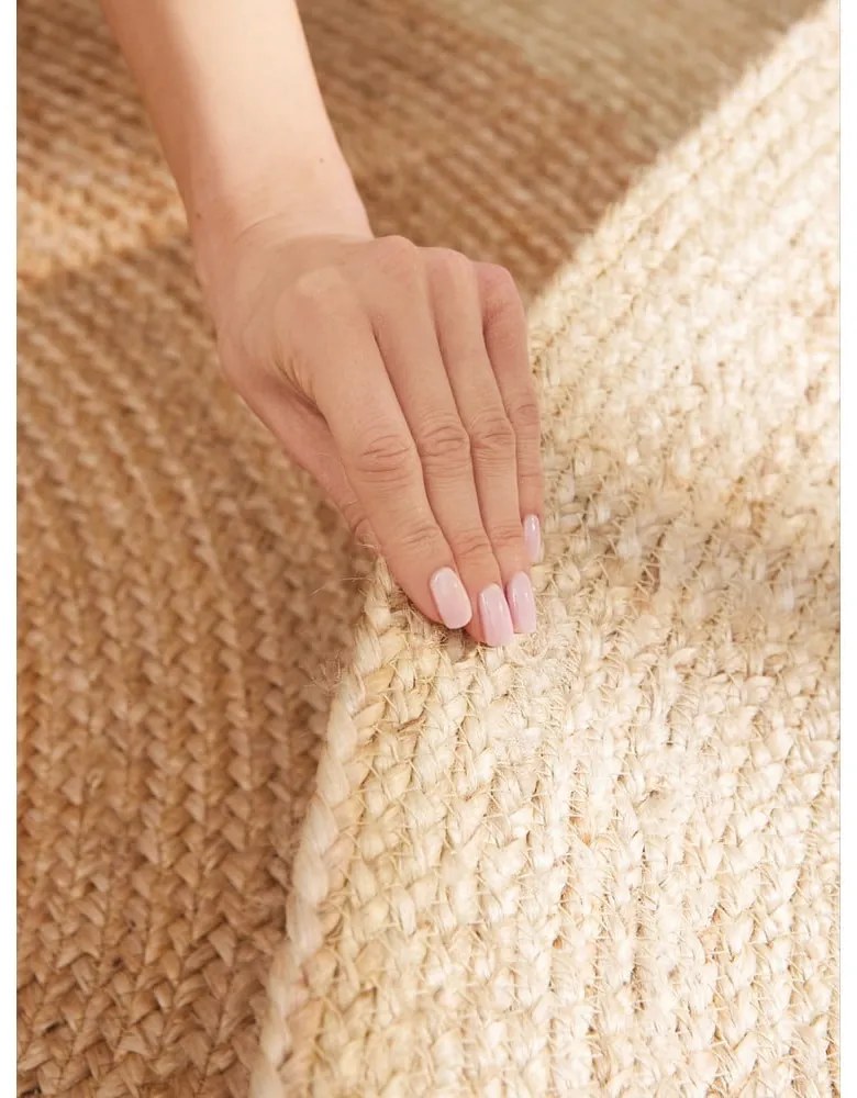 Obojstranný/ručne tkaný jutový okrúhly koberec slonovinový ø 120 cm Jutta Ivory – Hanse Home